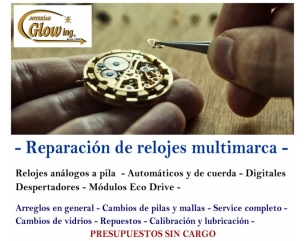 Taller de Relojeria Servicios Joyerias Glow ing Joyeria Rosario Relojeria Rosario Fabricante de Alianzas Joyas de Oro Joyas de Plata Oro Blanco Pulseras Cadenas Anillos Colgantes Venta por